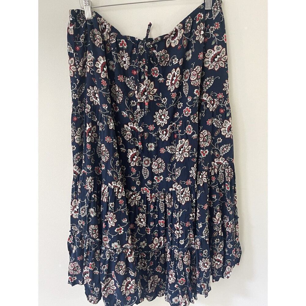 Vintage White Stag Womens Maxi Skirt XL Broomstick Blue Paisley Floral Boho 90s